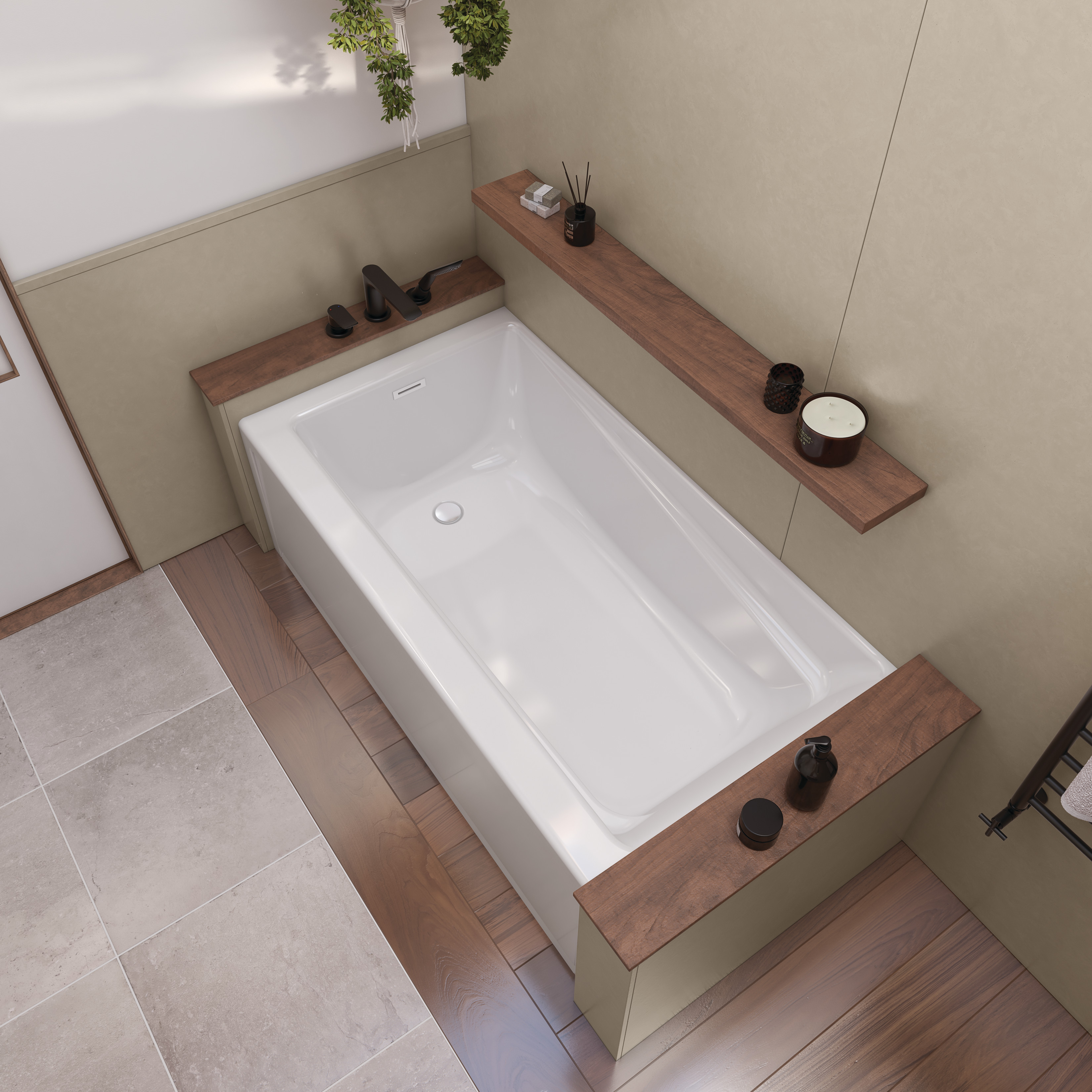 Exhibit 6030 IFS AFR Acrylic Alcove Left-Hand Drain Bathtub in